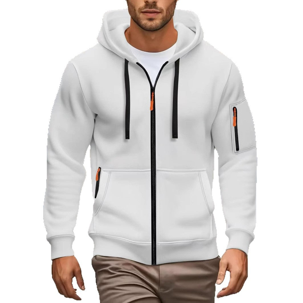Men's Zip-Up Hooded Sweatshirt - Sports Casual Cardigan Jacket