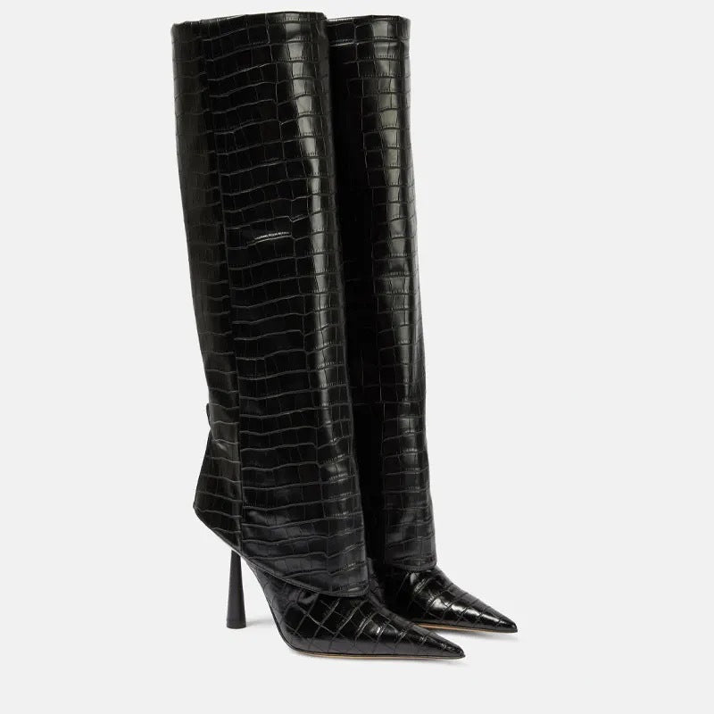 Big Tube Circumference Pointed Toe Women's Stiletto Heel Boots Big Tube Circumference Pointed Toe Women | Ectron Online
