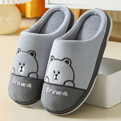 Cute Bears Plush Slippers – Warm Winter Non-slip House Shoes Cute Bears Slippers Warm Winter House Sh | Ectron Online