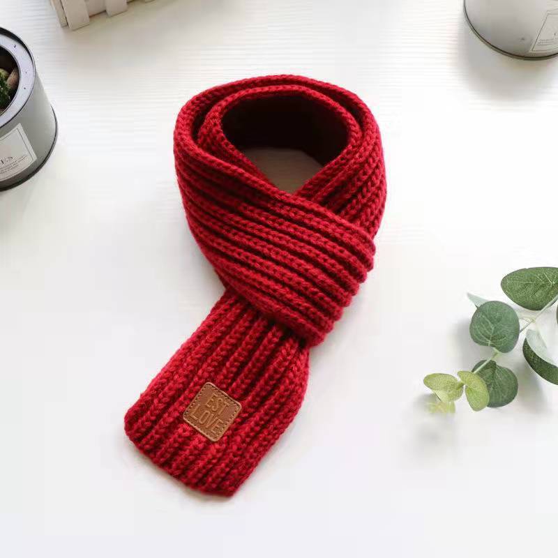 Autumn And Winter Solid Color Knitted Children's Warm Scarf