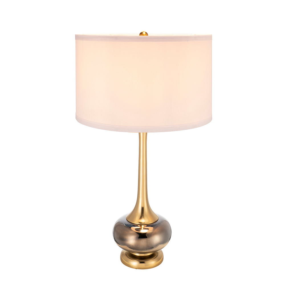Modern Table Lamp with Glass Drum Shade - 29" Tall Desk Lamp
