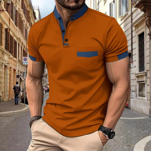 Men’s Colour Block Polo – Pocket Sports Casual Short Sleeve Men's Color Matching Pocket Polo Shirt S | Ectron Online