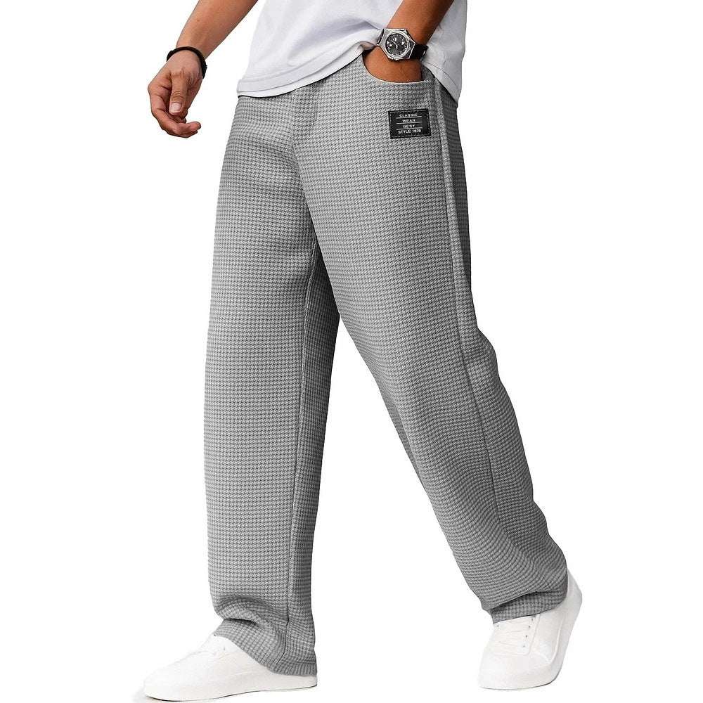 Men's Waffle Straight-Leg Trousers Autumn And Winter Leisure Waffle Fashion | Ectron Online