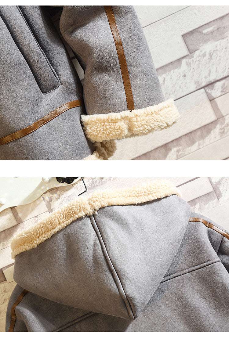 Men's Fashion Hooded Lamb Wool Jacket