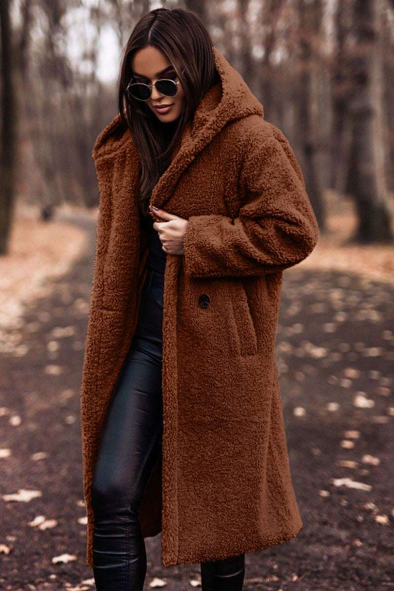 Women's Elegant Faux Fleece Long Teddy Coat Autumn Winter Fashion Elegant Long Coat | Ectron Online