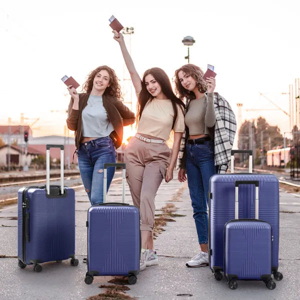 4-in-1 PP Trolley Case Set - Navy Blue Non-TSA Customs Lock 4-in-1 PP Trolley C | Ectron Online