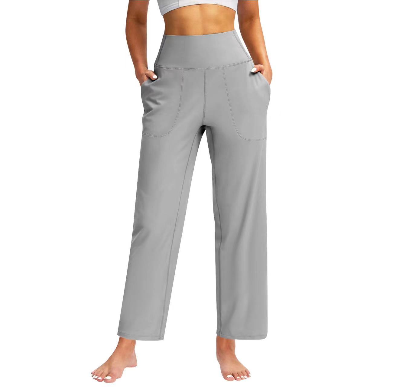 Women's High Waist Pure Color Draping Effect Straight Casual Trousers Women's High Waist Pure Color Draping Ef | Ectron Online