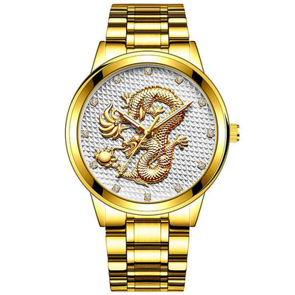 Men's Embossed Golden Dragon Quartz Watch New Men's Embossed Golden Dragon Playing | Ectron Online
