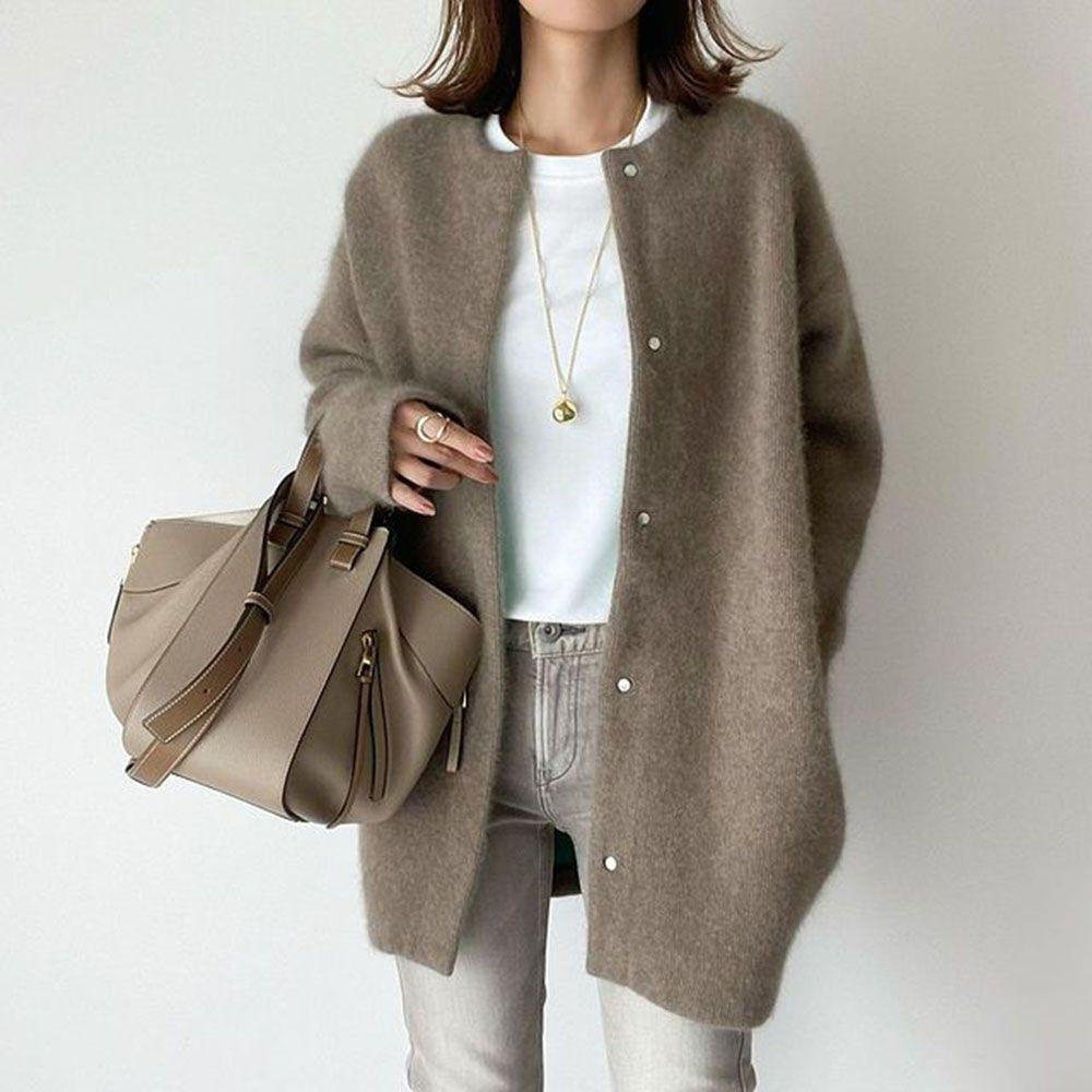 Women's Single Breasted Knitted Cardigan Ins Single Breasted Cardigans Fashion Solid Color Knitted Jacket Women's Autumn Spring Clothing | Ectron Online