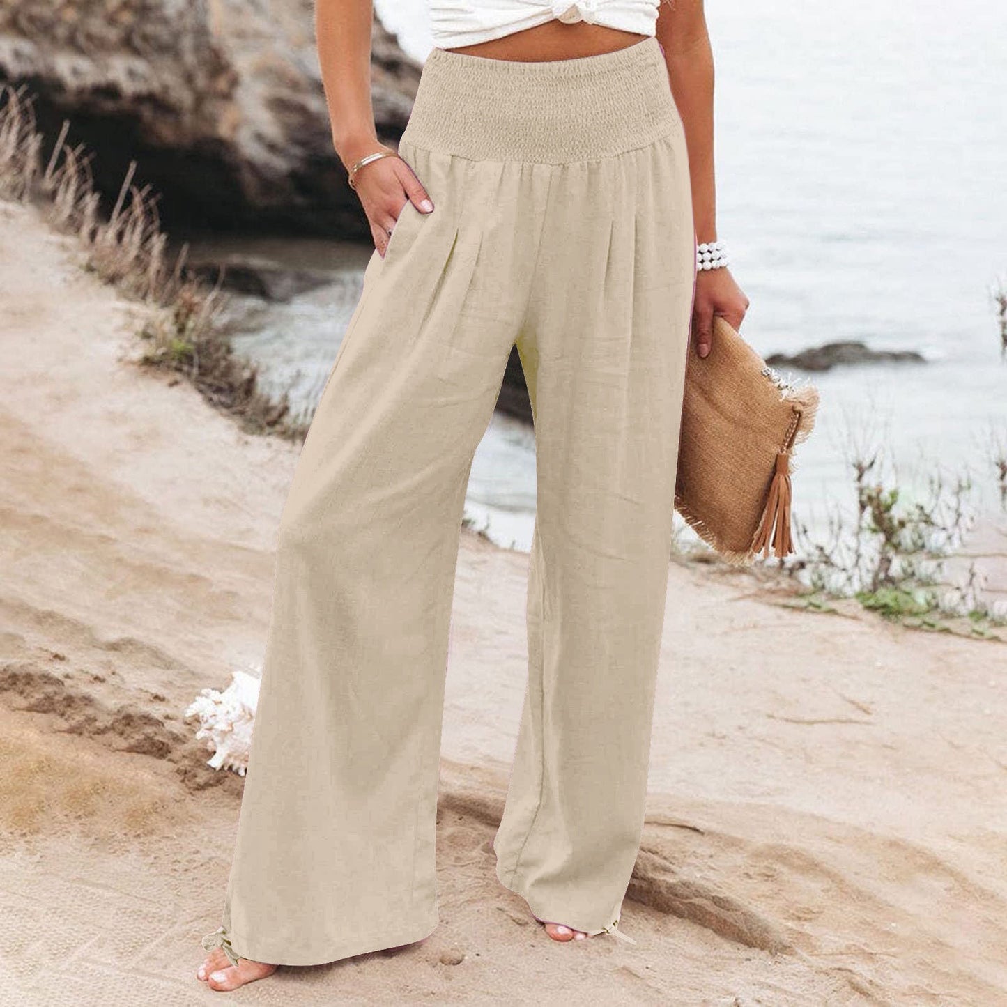 Drawstring Pants With Loose Legs