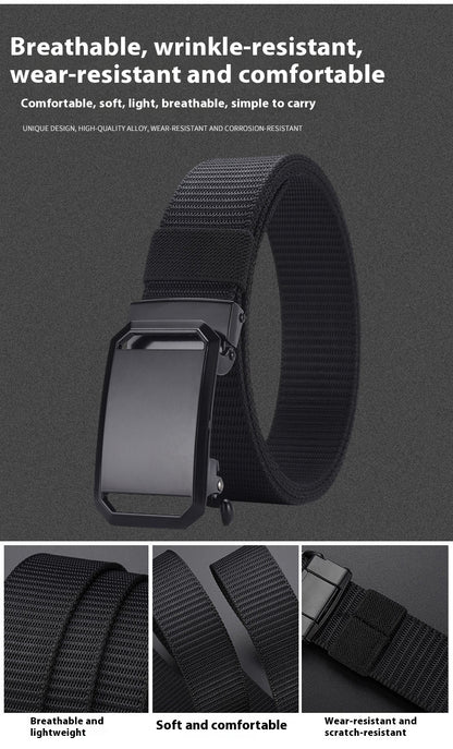 Men's Toothless Automatic Buckle Canvas Belt