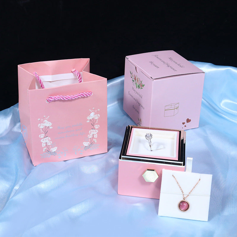 Creative Rotating Rose Jewelry Gift Box