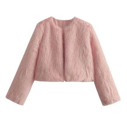 Chic Short Faux Fur Coat Polyester Imitation Fur Women's Short Ca | Ectron Online