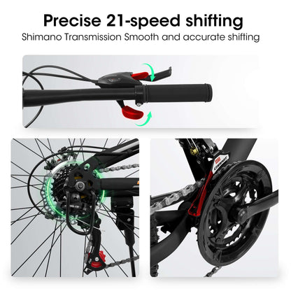 26" Dual Suspension Mountain Bike - 21-Speed Steel Frame MTB A26207 26 Inch Steel Frame Shock Fork Pl | Ectron Online