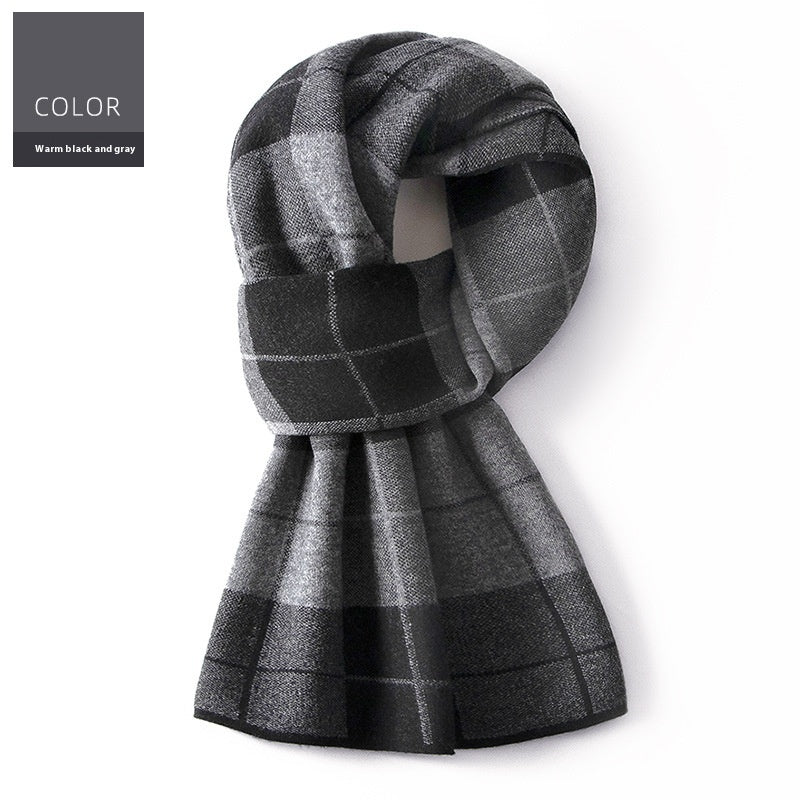 Men's Winter Plaid Wool Scarf Wool Scarf Men's Winter Plaid Double-sid | Ectron Online