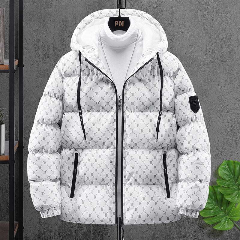 Men's Padded Hooded Cotton Coat Autumn And Winter Casual Printing Popula | Ectron Online