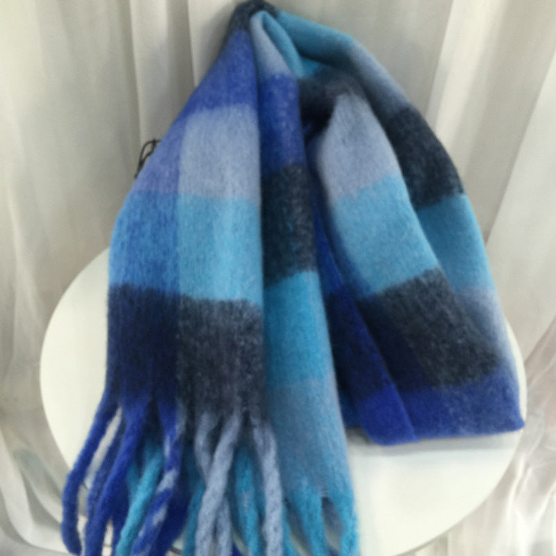 Women's Autumn Colorful Striped Warm Cashmere Plaid Scarf Scarves | Ectron Online