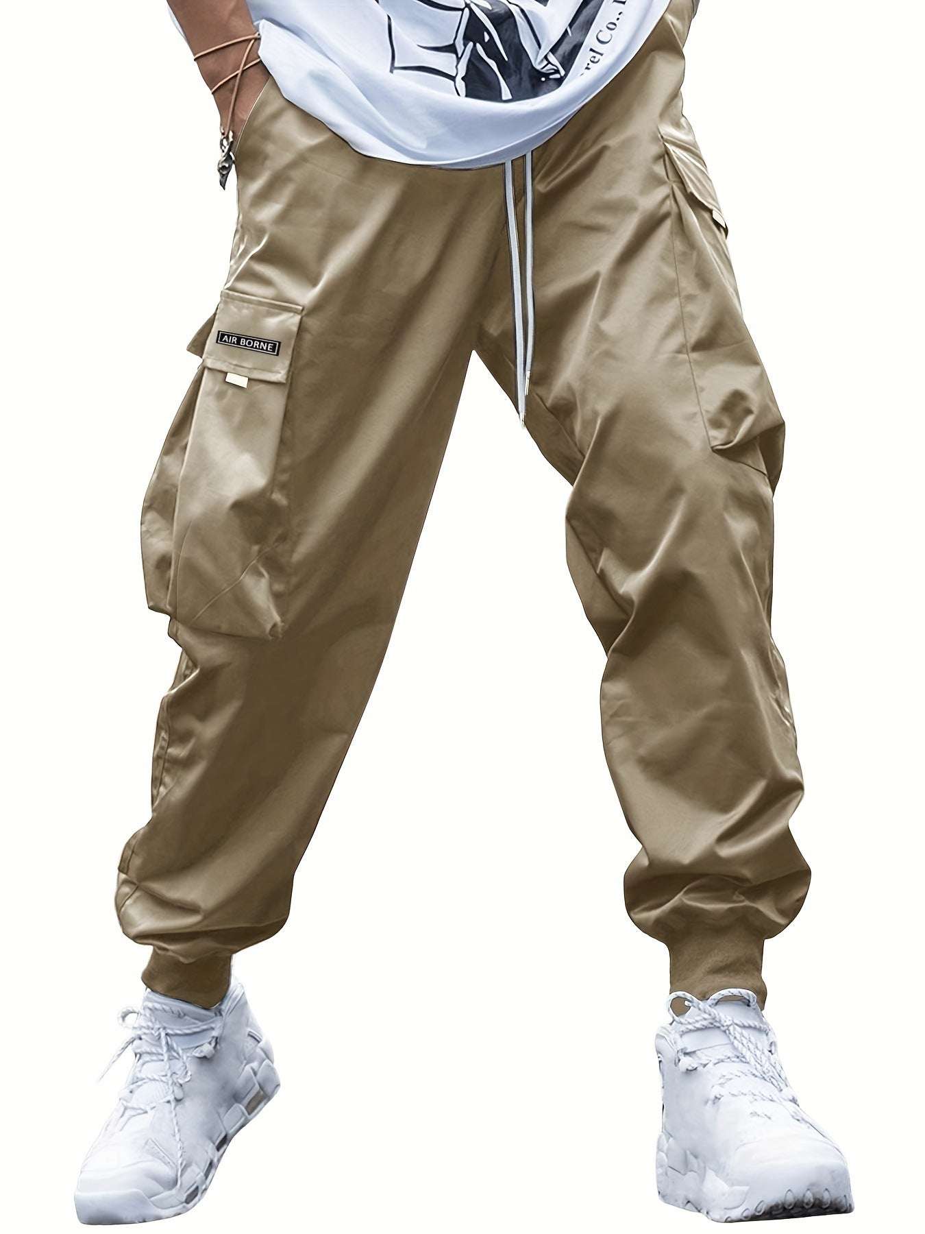 Multi-pocket Cargo Pants Men's Casual Hip-Hop Drawstring Trousers Outdoor Streetwear Sports Pant