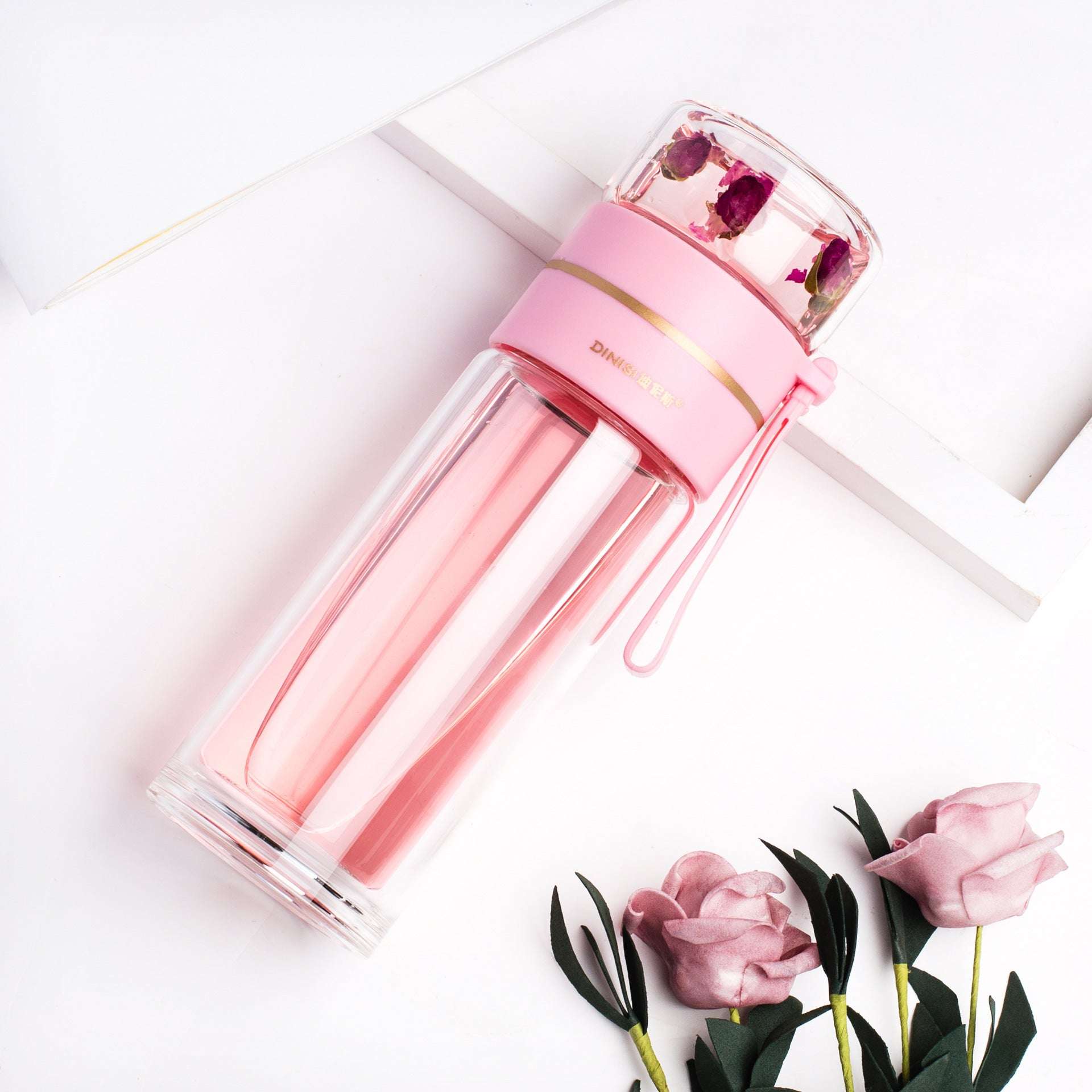 Double Wall Glass Water Bottle with Tea Infuser Glass Water Bottle With Tea Infuser Filt | Ectron Online