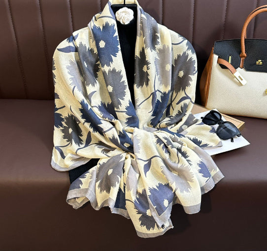 Printed Cotton And Linen Scarf Warm Outer Shawl Scarves | Ectron Online