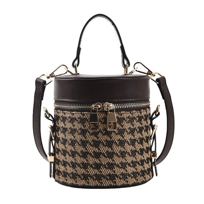 Ladies Handbag Bucket Bag Check Houndstooth