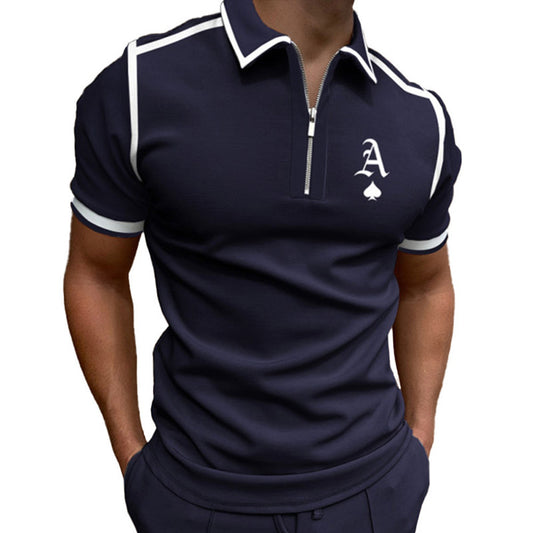 Men’s Colorblock Polo Shirt – Zip Short Sleeve T-Shirt Top POLO Shirt Zip Colorblock Men's T-Shirt | Ectron Online