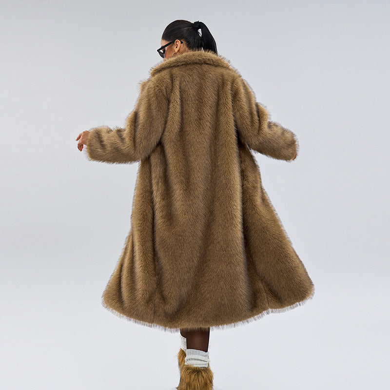 Extended Faux Fur Overcoat