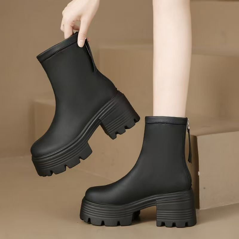 British Style Platform Ankle Boots