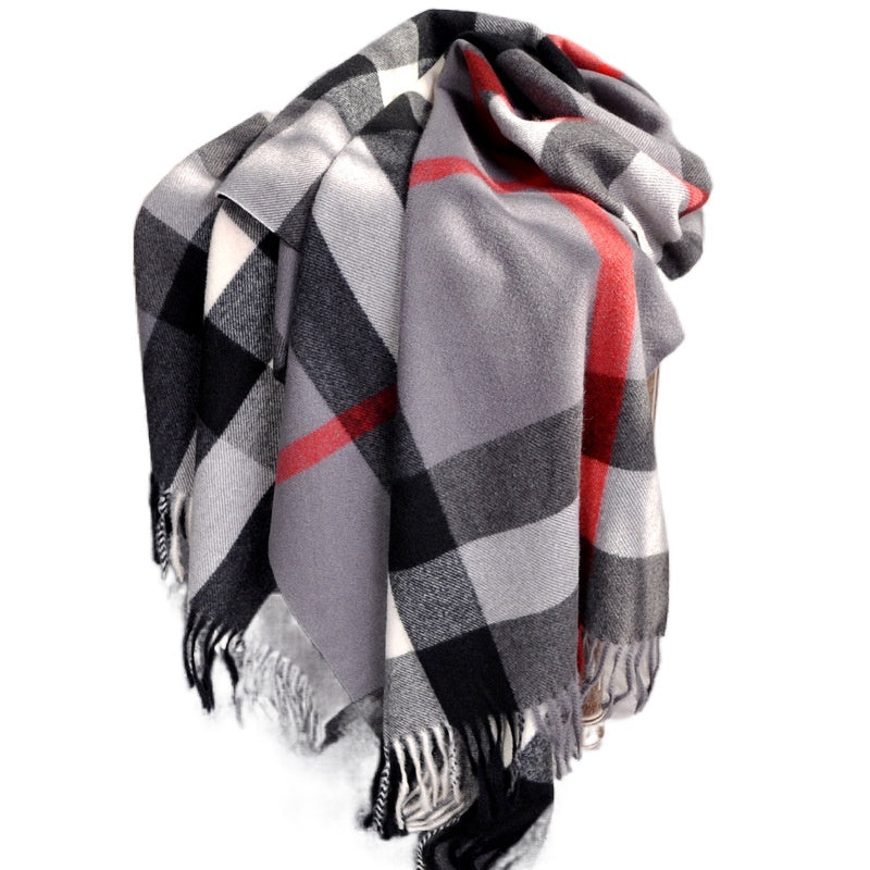 Plaid Scarf Women's Classic Cashmere Padded Warmth