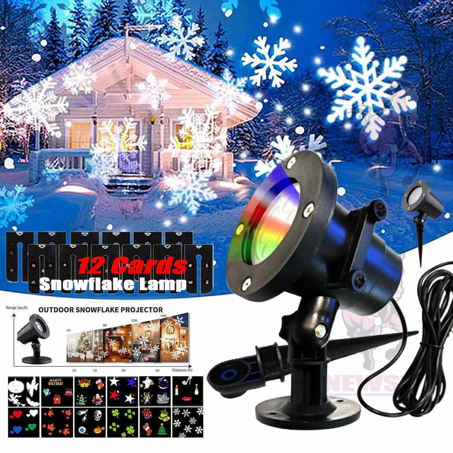 Christmas Projector Lights LED Laser Film Moving Outdoor Landscape Colorful Lamp&nbsp;