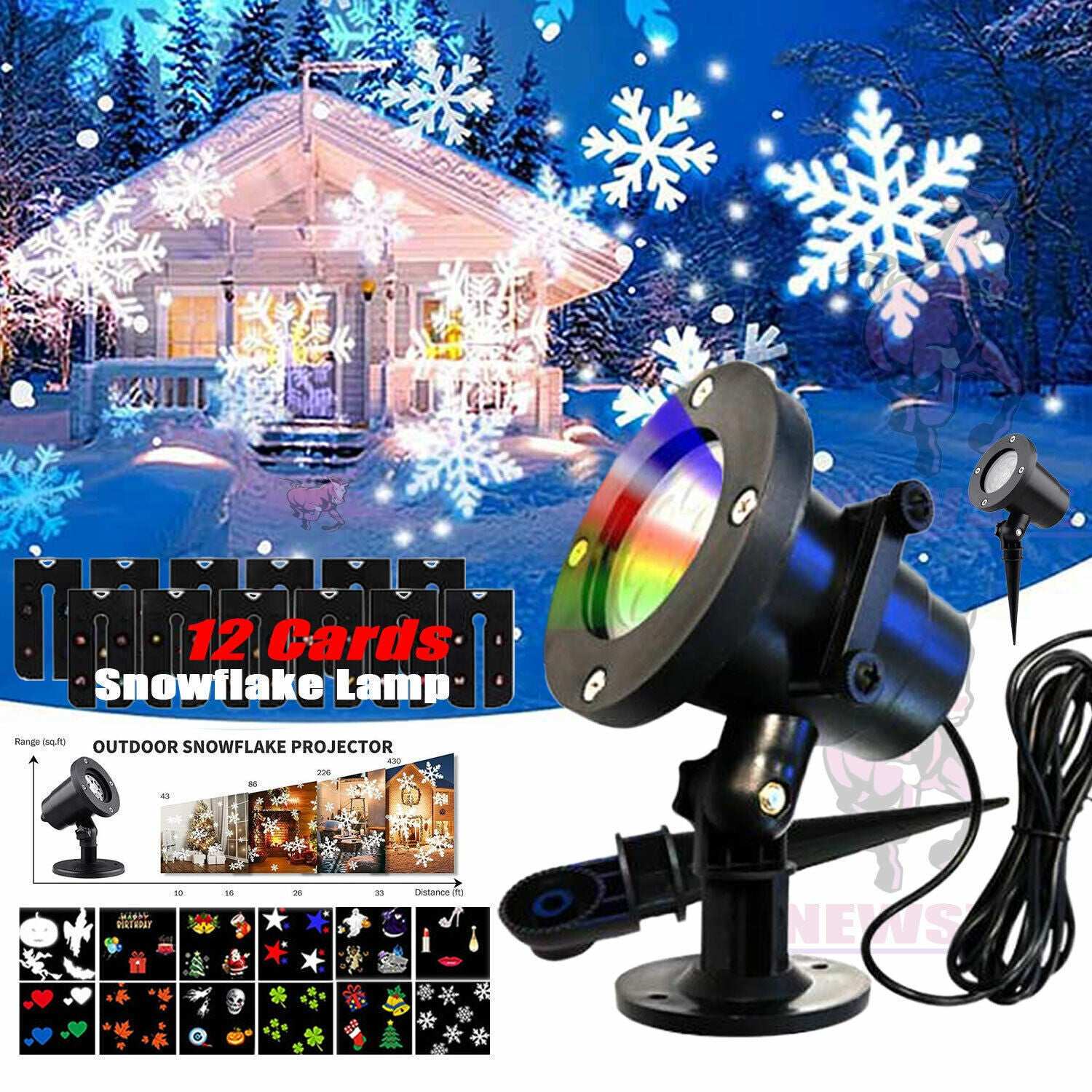 Christmas Projector Lights LED Laser Film Moving Outdoor Landscape Colorful Lamp&nbsp;