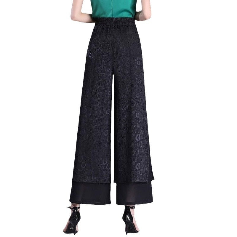 Chinese Style Split Pants Thin High Waist Loose