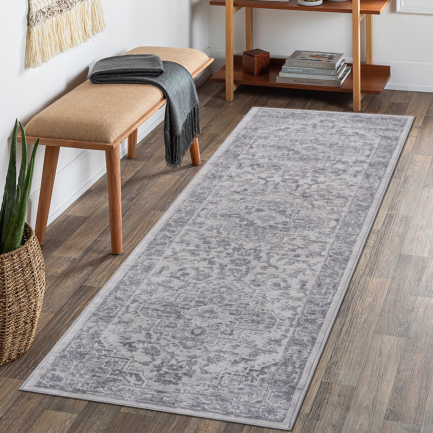 Marfi Collection Silver Oriental Runner Rug - 2x8 Traditional