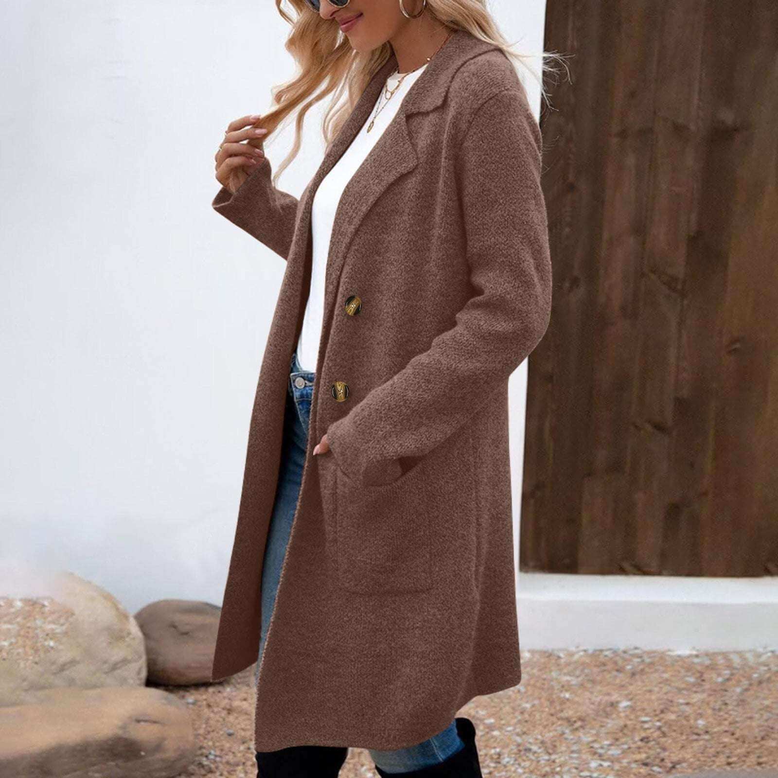 Women's Mid-Length Woolen Coat Suit Jacket Women's Fashionable All-match Mid-length | Ectron Online