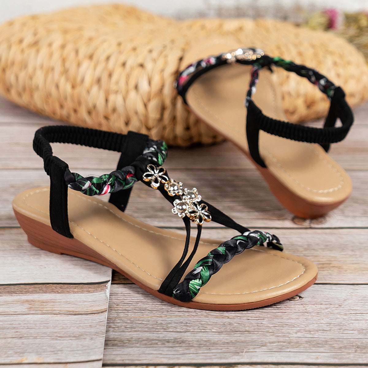 Women’s Open Toe Sandals – Color Block Fabric Design Women's Open Toe Sandals Made Of Color B | Ectron Online