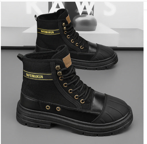 Men’s Thick-soled Canvas Boots – Casual, Work & Motorcycle Ready Thick-soled Canvas Casual Sports Men's A | Ectron Online