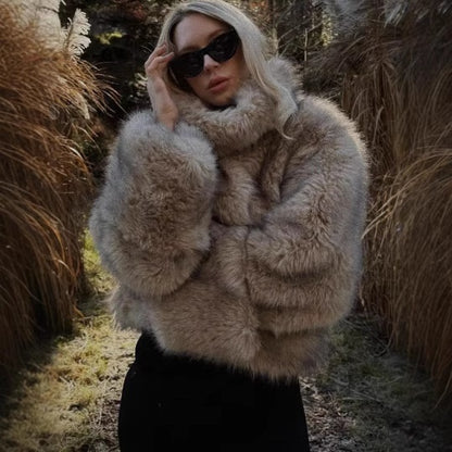 Women's Baggy Artificial Fur Coat | Oversized Faux Fur Jacket Women's Artificial Fur Fashion Baggy Coa | Ectron Online