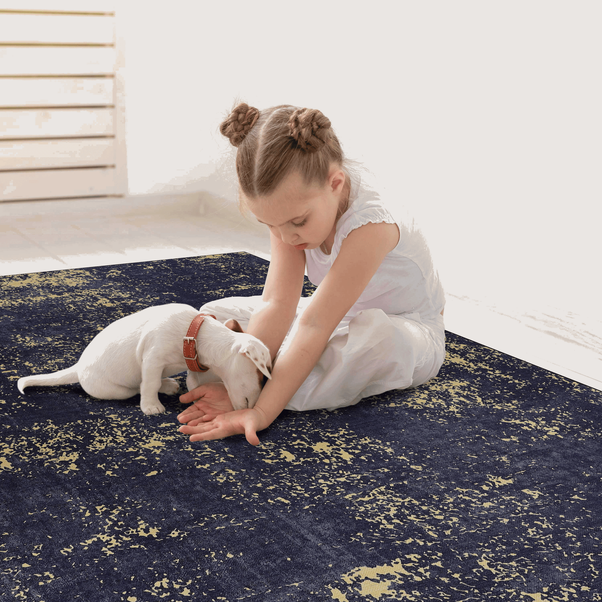 Maval Black & Gold Washable Doormat - 2x3 Small Entryway Rug