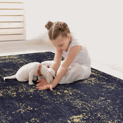 Maval Black & Gold Washable Doormat - 2x3 Small Entryway Rug
