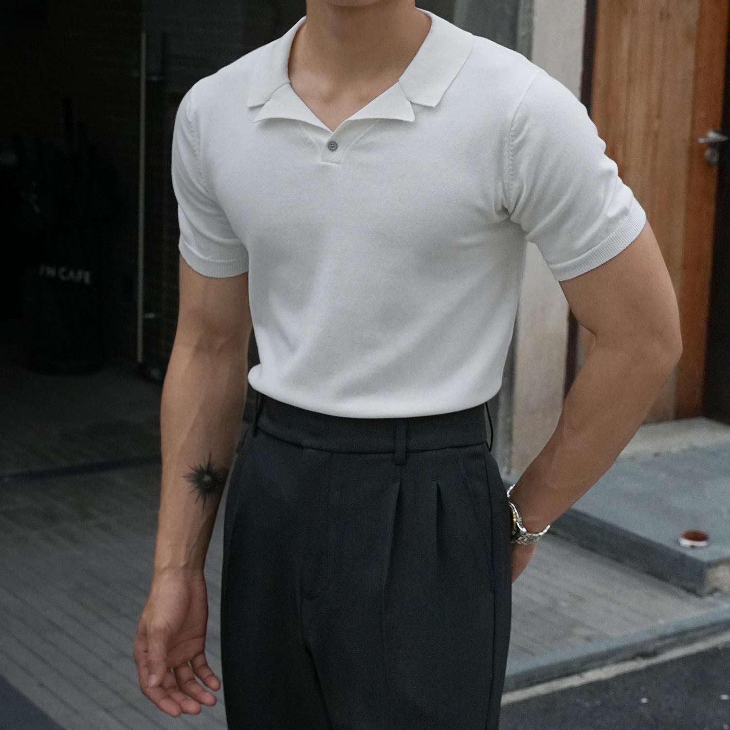 Men’s Cuban Collar T-Shirt – Cotton Casual Short Sleeve Tee Cuban Collar Cotton T-shirt Men Short Sl | Ectron Online