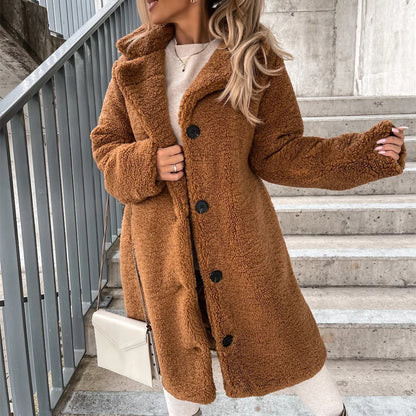 Women's Lapel Plush Jacket | Warm Long-Sleeved Teddy Fleece Top Women's Long-sleeved Lapel Plush Jacket | Ectron Online