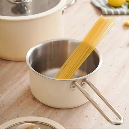 9 Pcs Stainless Steel Ceramic Coated Cookware Set with Lids & Steamer 9pcs Stainless Steel Ceramic Coated Pot | Ectron Online