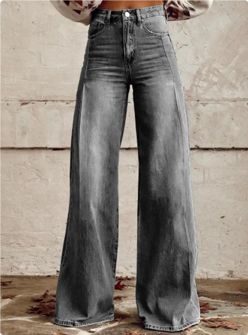 Wide-legged Pants Thermal - Denim Trousers Wide-legged Pants Thermal Transfer Bell- | Ectron Online