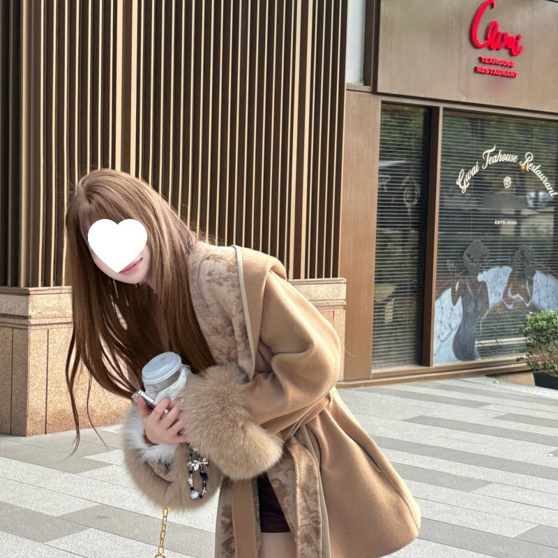 Women's Simple Patchwork Coat | Drawstring Waist Jacket with Pockets