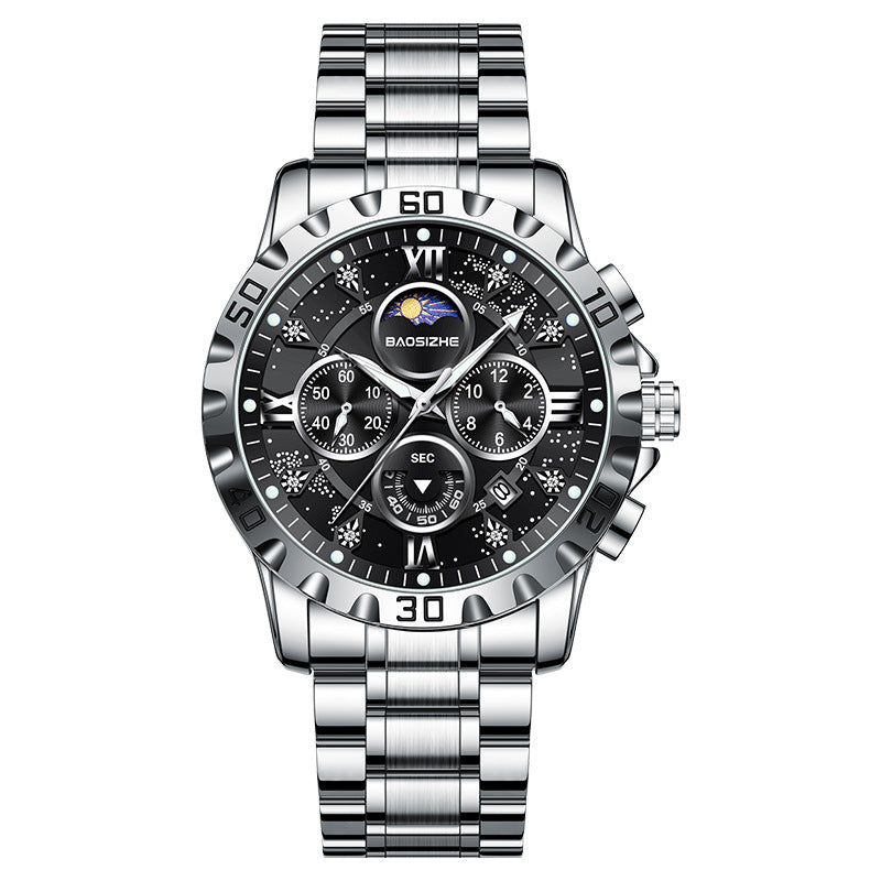 Men's Waterproof Quartz Watch Automatic Non-mechanical Watch Steel Bel | Ectron Online