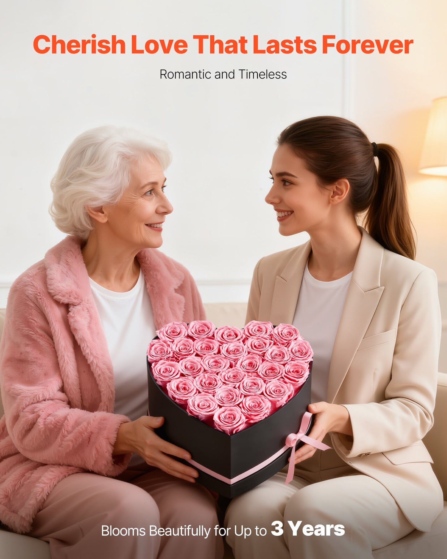 27 Real Preserved Roses in Heart-Shaped Box