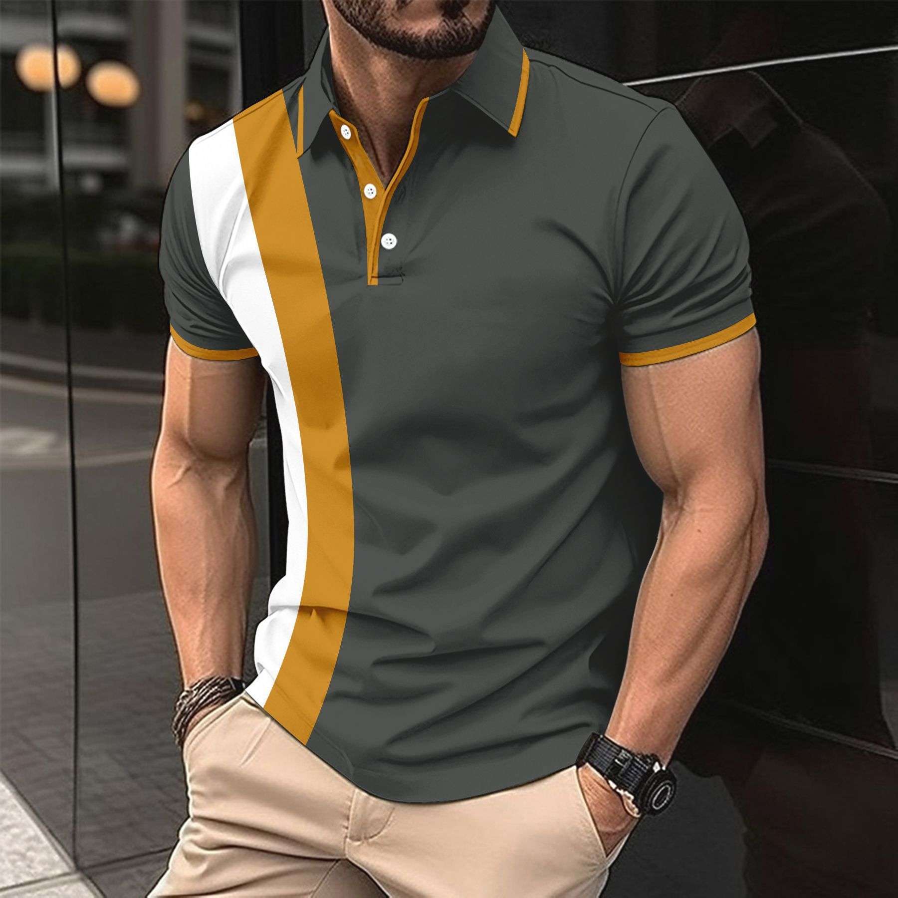 Men’s Colorblock T-Shirt – Business Casual All-Match Style Business Colorblock All-matching T-shirt | Ectron Online