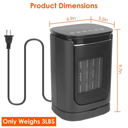 1500W Ceramic Oscillating Space Heater with Remote & Digital Display
