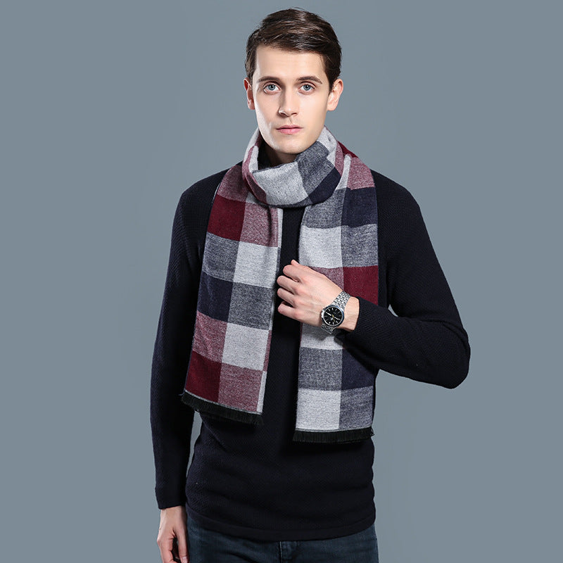 Simple Plaid Warm Keeping Artificial Cashmere Scarf Men's Scarves | Ectron Online