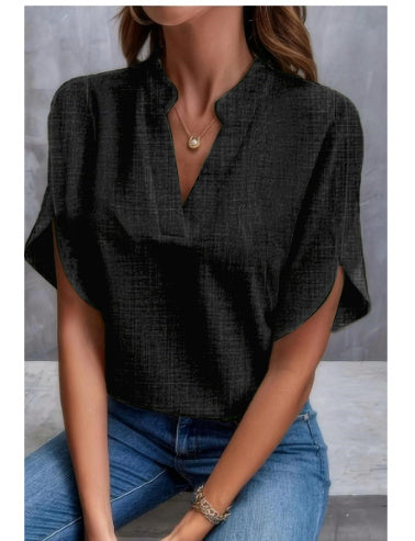 Elegant Short-Sleeved Chiffon Shirt Summer Short-sleeved Chiffon Shirt New V | Ectron Online